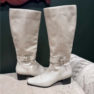 Chadwicks white Heeled Knee-High Boots with Buckle